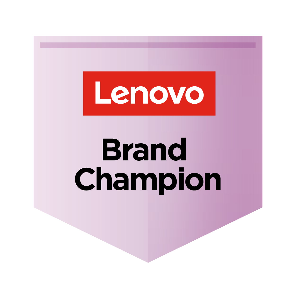 Pale purple badge with Lenovo signature red logo and Brand Champion in bold text.